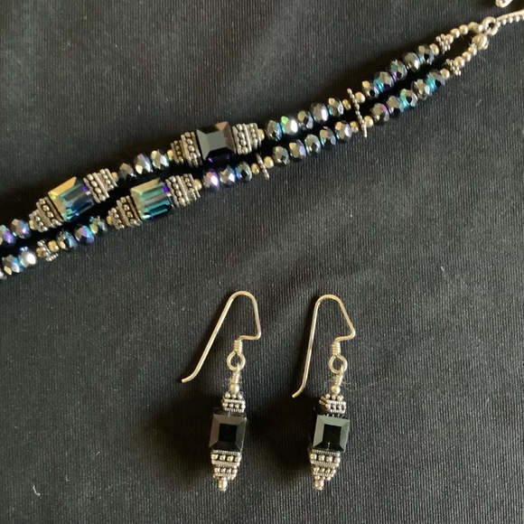 Artisan Crafted Silver and Crystal Bracelet and Earring Set - Picture 2 of 2